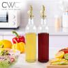 COOK WITH COLOR Glass Olive Oil Bottle Dispenser – 2 Pack- 17oz Oil and Vinegar Cruet – Olive Oil Carafe Decanter for Kitchen(Clear)