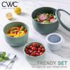 COOK WITH COLOR Prep Bowls with Lids- Wide and Deep Nesting Plastic Small Mixing Bowl Set with Lids, 8 Piece Set – Wide Bowls, Gray(Sage)