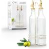 COOK WITH COLOR Glass Olive Oil Bottle Dispenser – 2 Pack- 17oz Oil and Vinegar Cruet – Olive Oil Carafe Decanter for Kitchen(Clear)