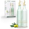 COOK WITH COLOR Glass Olive Oil Bottle Dispenser – 2 Pack- 17oz Oil and Vinegar Cruet – Olive Oil Carafe Decanter for Kitchen(Green)