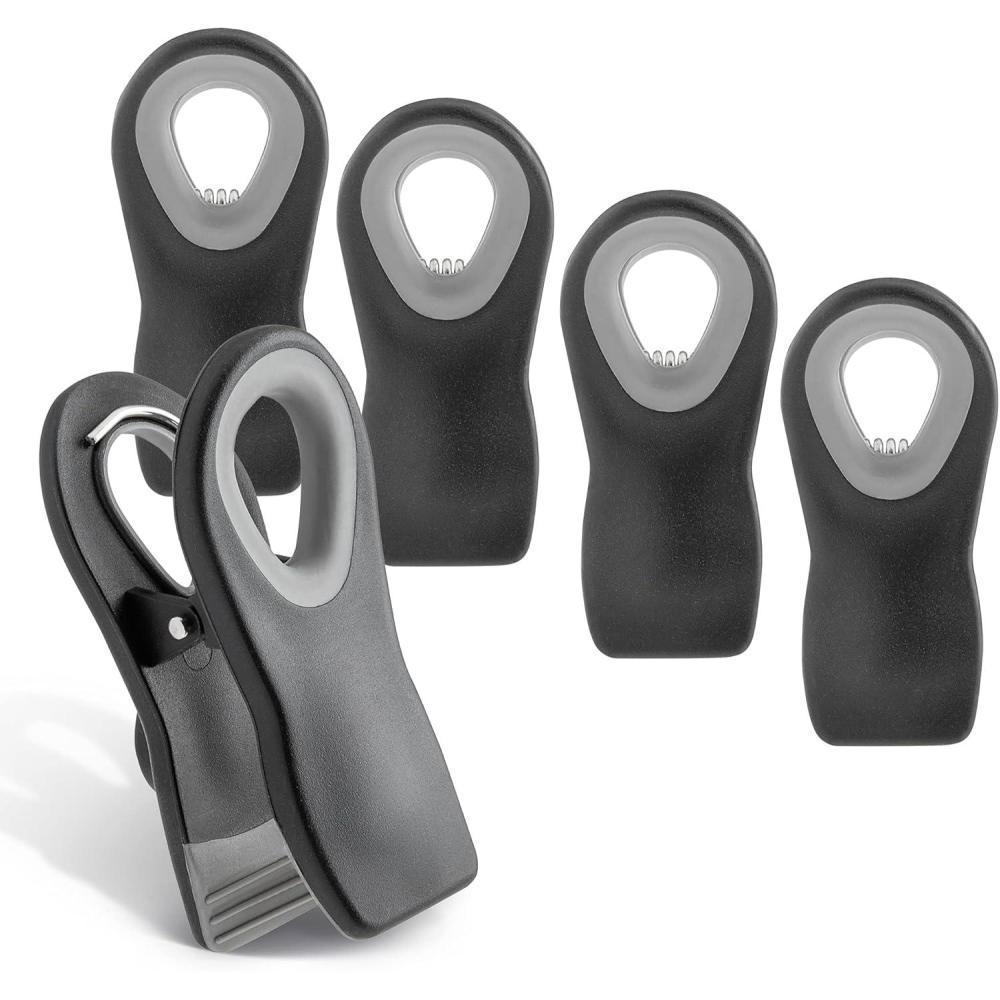 imageCOOK WITH COLOR Bag Clips with Magnet Food Clips Chip Clips Bag Clips for Food Storage with Airtight Seal Grip for Bread Bags Snack Bags and Food Bags White Pack of 10Black