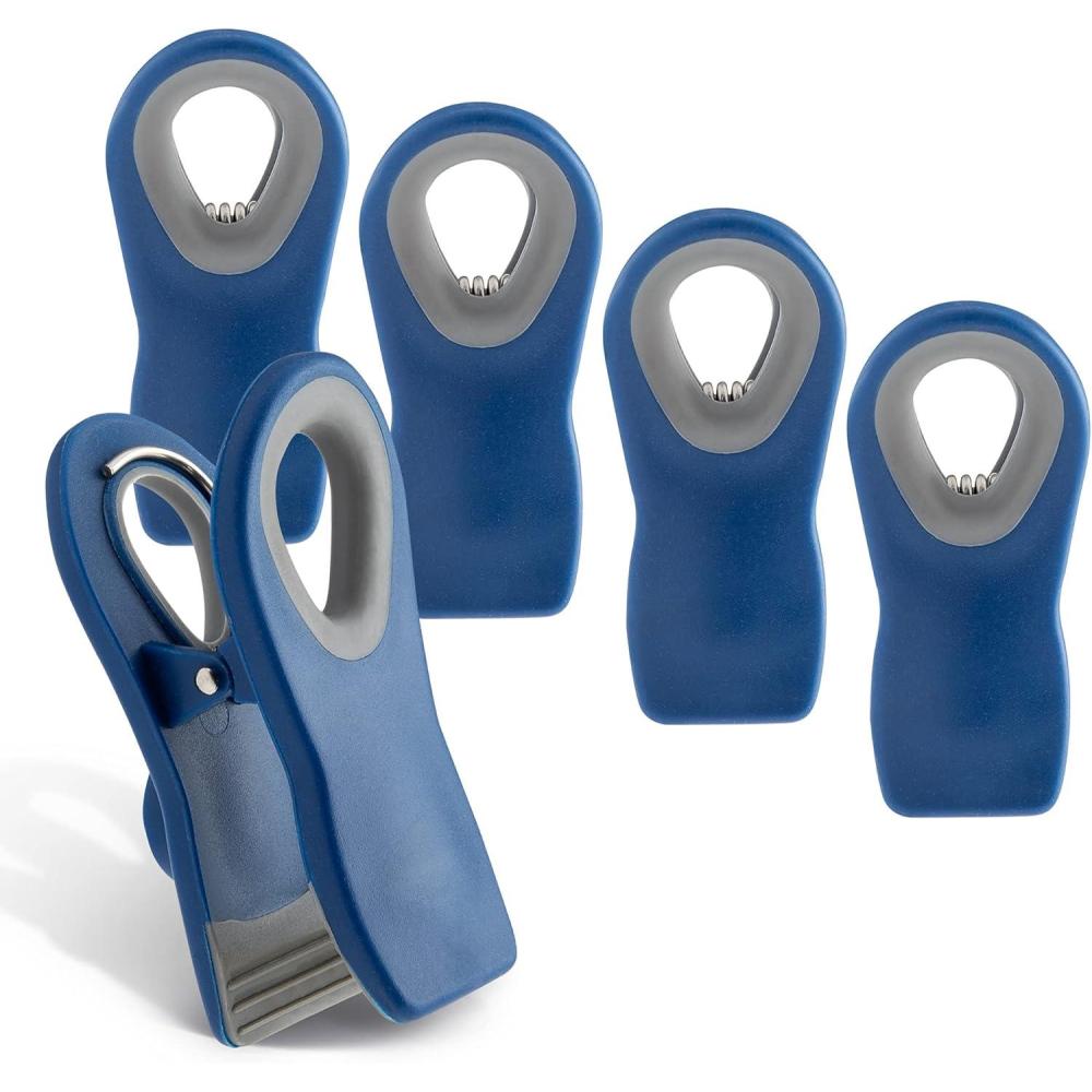 imageCOOK WITH COLOR Bag Clips with Magnet Food Clips Chip Clips Bag Clips for Food Storage with Airtight Seal Grip for Bread Bags Snack Bags and Food Bags White Pack of 10Blue