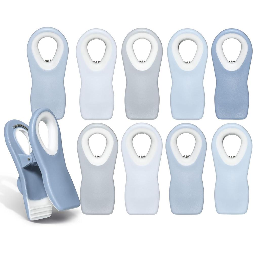 imageCOOK WITH COLOR Bag Clips with Magnet Food Clips Chip Clips Bag Clips for Food Storage with Airtight Seal Grip for Bread Bags Snack Bags and Food Bags White Pack of 10Blue and Grey