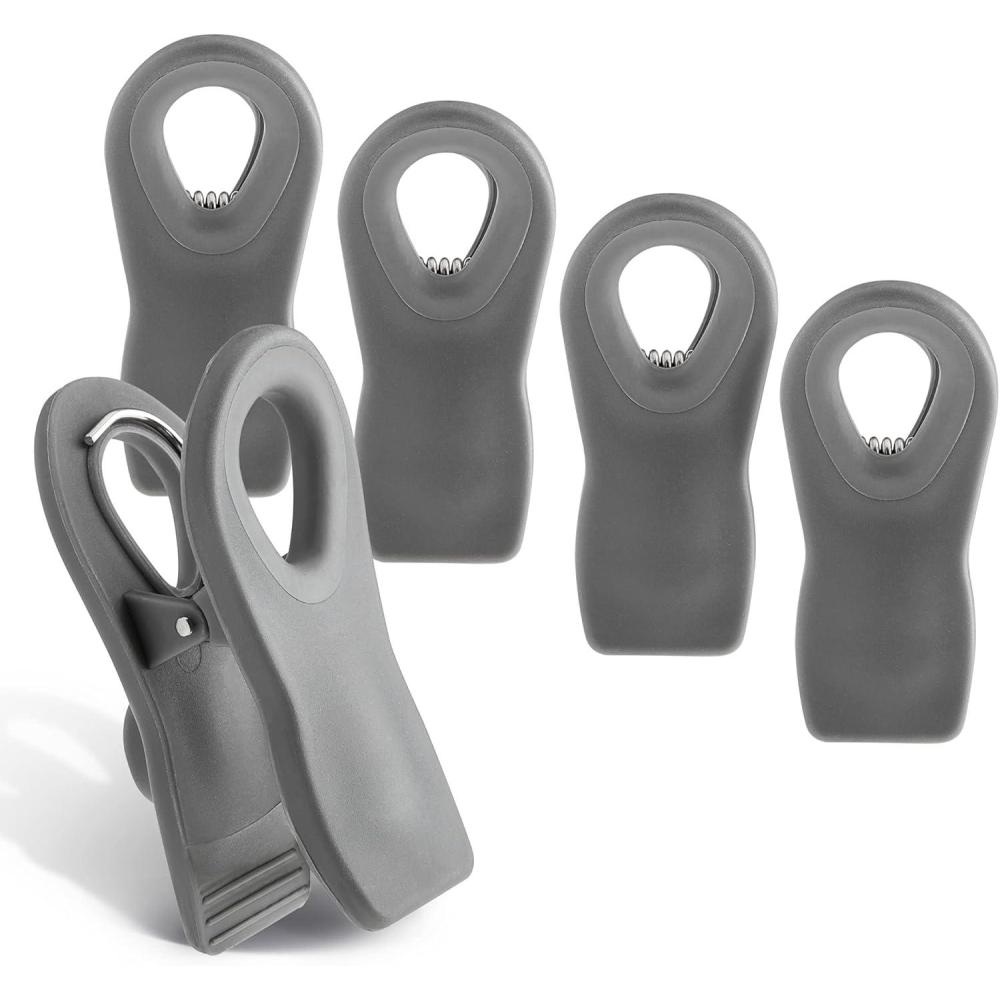 imageCOOK WITH COLOR Bag Clips with Magnet Food Clips Chip Clips Bag Clips for Food Storage with Airtight Seal Grip for Bread Bags Snack Bags and Food Bags White Pack of 10Gray