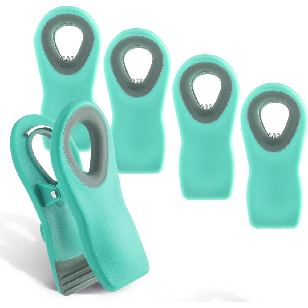 imageCOOK WITH COLOR Bag Clips with Magnet Food Clips Chip Clips Bag Clips for Food Storage with Airtight Seal Grip for Bread Bags Snack Bags and Food Bags White Pack of 10Mint