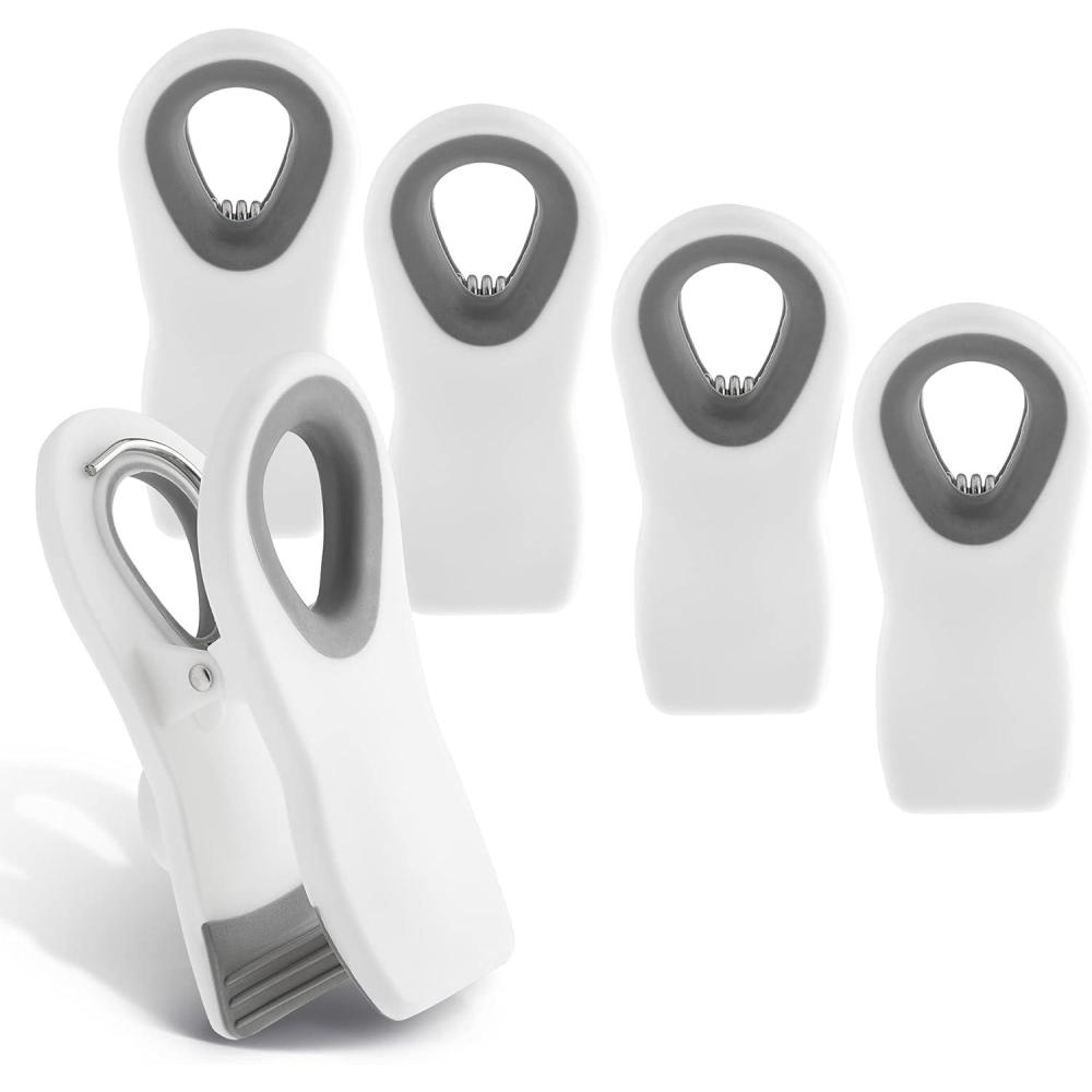 imageCOOK WITH COLOR Bag Clips with Magnet Food Clips Chip Clips Bag Clips for Food Storage with Airtight Seal Grip for Bread Bags Snack Bags and Food Bags White Pack of 10White
