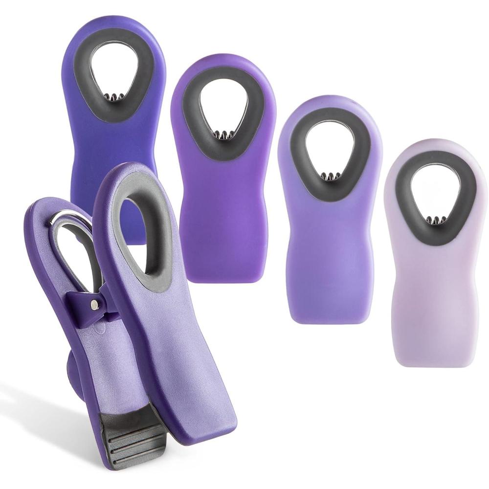 imageCOOK WITH COLOR Bag Clips with Magnet Food Clips Chip Clips Bag Clips for Food Storage with Airtight Seal Grip for Bread Bags Snack Bags and Food Bags White Pack of 10Lavender
