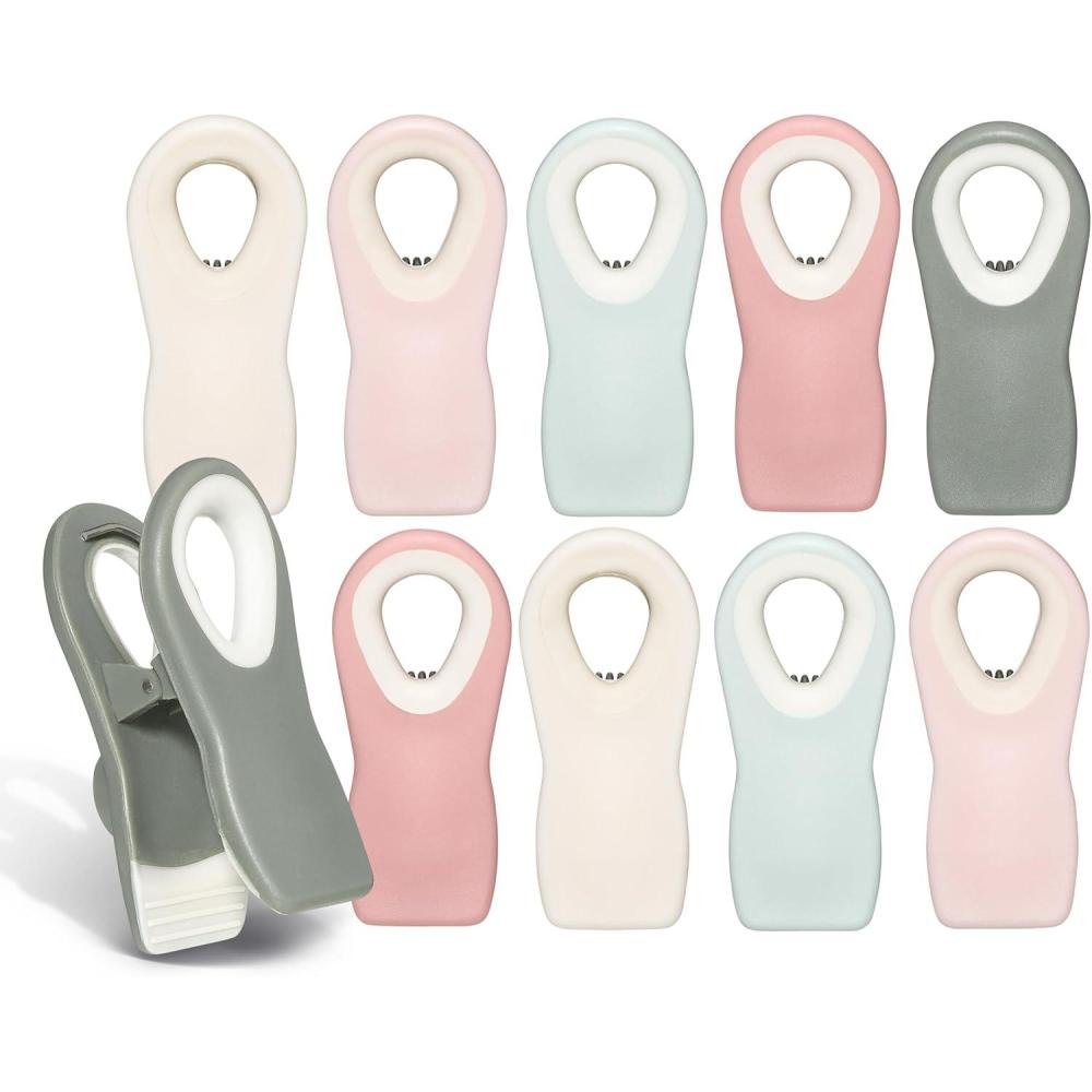 imageCOOK WITH COLOR Bag Clips with Magnet Food Clips Chip Clips Bag Clips for Food Storage with Airtight Seal Grip for Bread Bags Snack Bags and Food Bags White Pack of 10Green and Pink