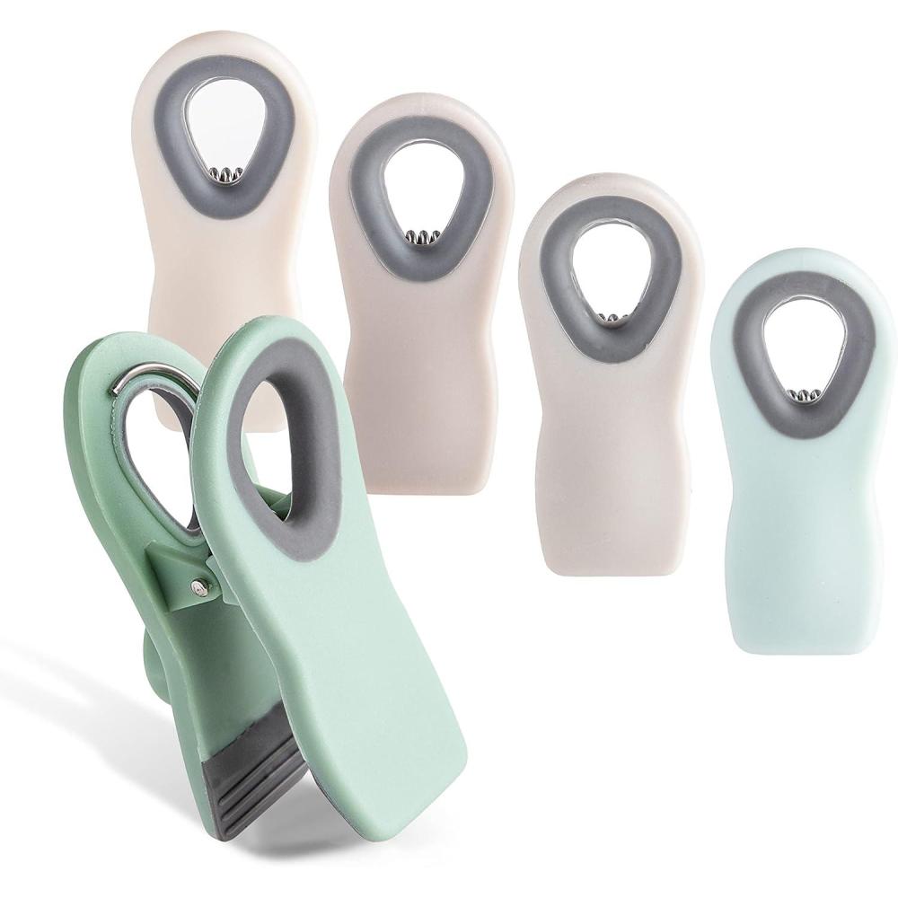 imageCOOK WITH COLOR Bag Clips with Magnet Food Clips Chip Clips Bag Clips for Food Storage with Airtight Seal Grip for Bread Bags Snack Bags and Food Bags White Pack of 10Mint and Grey