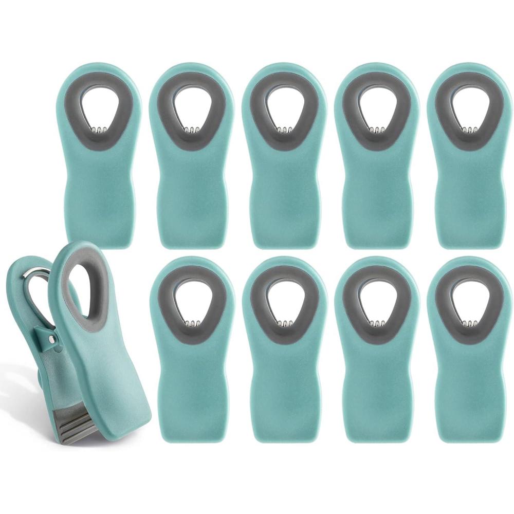 imageCOOK WITH COLOR Bag Clips with Magnet Food Clips Chip Clips Bag Clips for Food Storage with Airtight Seal Grip for Bread Bags Snack Bags and Food Bags White Pack of 10Teal