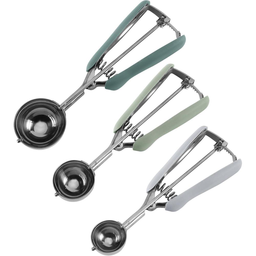 imageSocial Chef Stainless Cookie Scoop Set  Small Cookie Dough Scooper for Great Cookies Sized Cookies  Small Ice Cream Scooper with Trigger Release 1 Pack WhiteSage