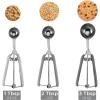 Social Chef Stainless Cookie Scoop Set – Small Cookie Dough Scooper for Great Cookies Sized Cookies – Small Ice Cream Scooper with Trigger Release, 1 Pack, White(Gray)