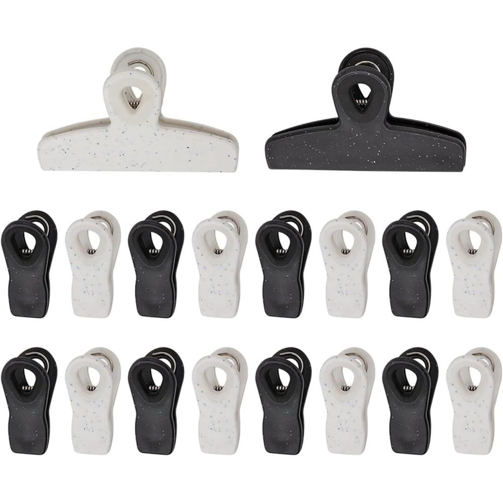 imageCOOK WITH COLOR Bag Clips  Heavy Duty Chip Clip and Refrigerator Magnet Clips for Food Storage with Air Tight Seal Grip Mint Pack of 4 Large ClipsBlack and White