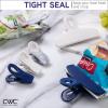 COOK WITH COLOR Bag Clips – Heavy Duty Chip Clip and Refrigerator Magnet Clips for Food Storage with Air Tight Seal Grip, Mint, Pack of 4 Large Clips(Blue and White)