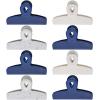 COOK WITH COLOR Bag Clips – Heavy Duty Chip Clip and Refrigerator Magnet Clips for Food Storage with Air Tight Seal Grip, Mint, Pack of 4 Large Clips(Blue and White)