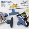 COOK WITH COLOR Bag Clips – Heavy Duty Chip Clip and Refrigerator Magnet Clips for Food Storage with Air Tight Seal Grip, Mint, Pack of 4 Large Clips(Denim)