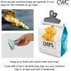 COOK WITH COLOR Bag Clips – Heavy Duty Chip Clip and Refrigerator Magnet Clips for Food Storage with Air Tight Seal Grip, Mint, Pack of 4 Large Clips(Speckled Gray & Teal)