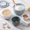 COOK WITH COLOR Prep Bowls with Lids- Wide and Deep Nesting Plastic Small Mixing Bowl Set with Lids, 8 Piece Set – Wide Bowls, Speckled White(Blue/Grey)