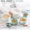 COOK WITH COLOR Prep Bowls with Lids- Wide and Deep Nesting Plastic Small Mixing Bowl Set with Lids, 8 Piece Set – Wide Bowls, Speckled White(Green)