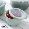 COOK WITH COLOR Prep Bowls with Lids- Wide and Deep Nesting Plastic Small Mixing Bowl Set with Lids, 8 Piece Set – Wide Bowls, Speckled White(Sage)