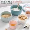 COOK WITH COLOR Prep Bowls with Lids- Wide and Deep Nesting Plastic Small Mixing Bowl Set with Lids, 8 Piece Set – Wide Bowls, Speckled White(Teal and Pink)