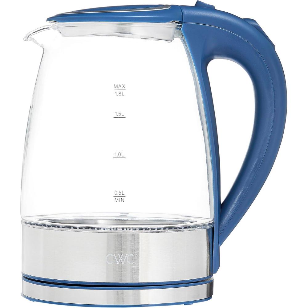 imageCOOK WITH COLOR Electric Kettle  Rapid Boil Sleek Design and Safety Features  Great for Quick and Easy Sage 18 LitersBlue