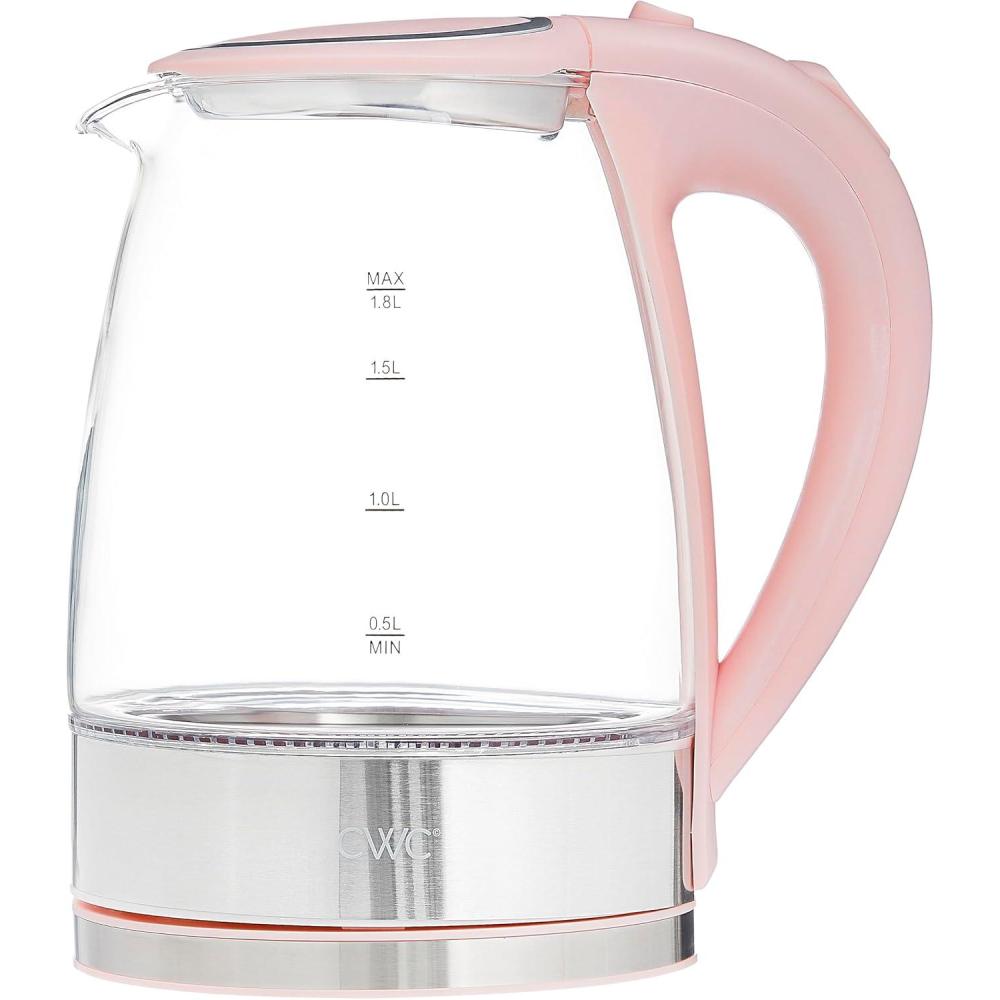 imageCOOK WITH COLOR Electric Kettle  Rapid Boil Sleek Design and Safety Features  Great for Quick and Easy Sage 18 LitersBlush