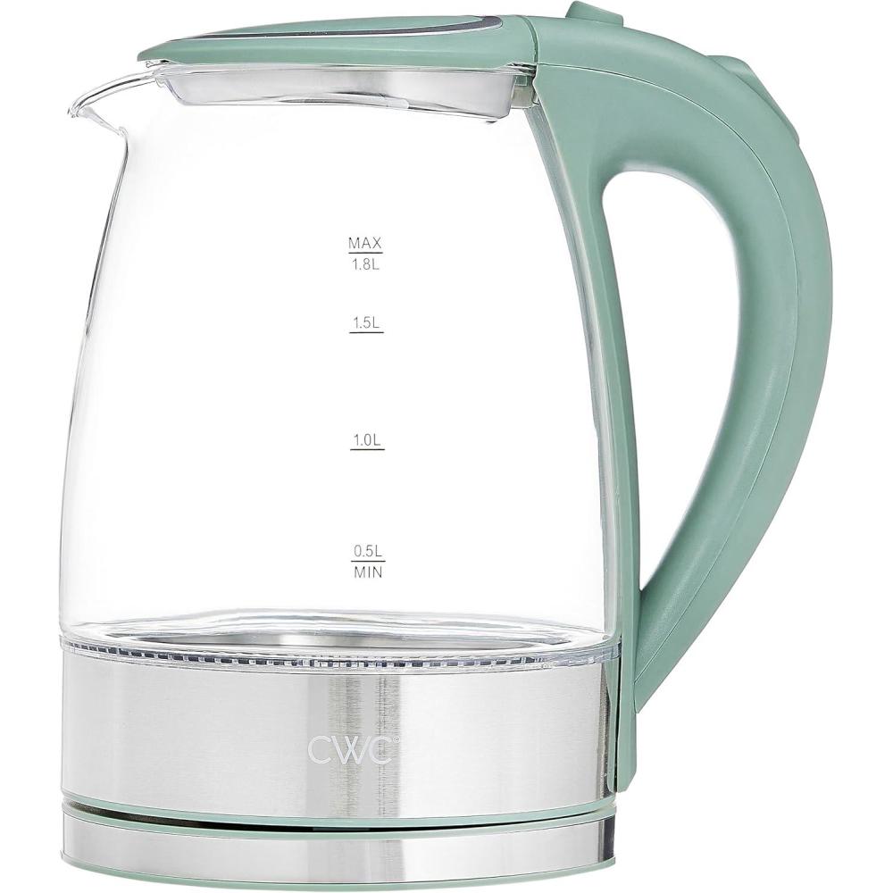 imageCOOK WITH COLOR Electric Kettle  Rapid Boil Sleek Design and Safety Features  Great for Quick and Easy Sage 18 LitersSage