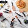 COOK WITH COLOR Kitchen Gadget Set Copper Plated Stainless Steel Utensils with Soft Touch Handles, Marble White, 7 Pieces(Copper Black)