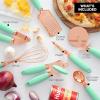 COOK WITH COLOR Kitchen Gadget Set Copper Plated Stainless Steel Utensils with Soft Touch Handles, Marble White, 7 Pieces(Copper Mint)