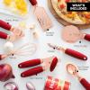 COOK WITH COLOR Kitchen Gadget Set Copper Plated Stainless Steel Utensils with Soft Touch Handles, Marble White, 7 Pieces(Copper Red)