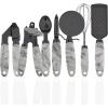 COOK WITH COLOR Kitchen Gadget Set Copper Plated Stainless Steel Utensils with Soft Touch Handles, Marble White, 7 Pieces(Marble White)