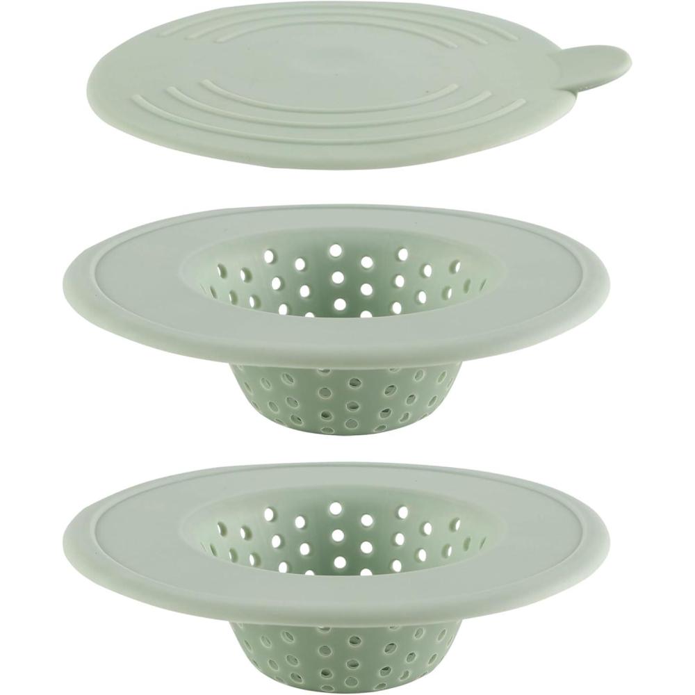 imageCOOK WITH COLOR Kitchen Sink Strainer Silicone Flexible Sink Strainer Sink Drain Strainer BlackCharcoal3 Pc Sage