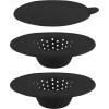 COOK WITH COLOR Kitchen Sink Strainer, Silicone, Flexible Sink Strainer, Sink Drain Strainer, Black/Charcoal(3 Pc Black)