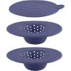COOK WITH COLOR Kitchen Sink Strainer, Silicone, Flexible Sink Strainer, Sink Drain Strainer, Black/Charcoal(3 Pc Blue)