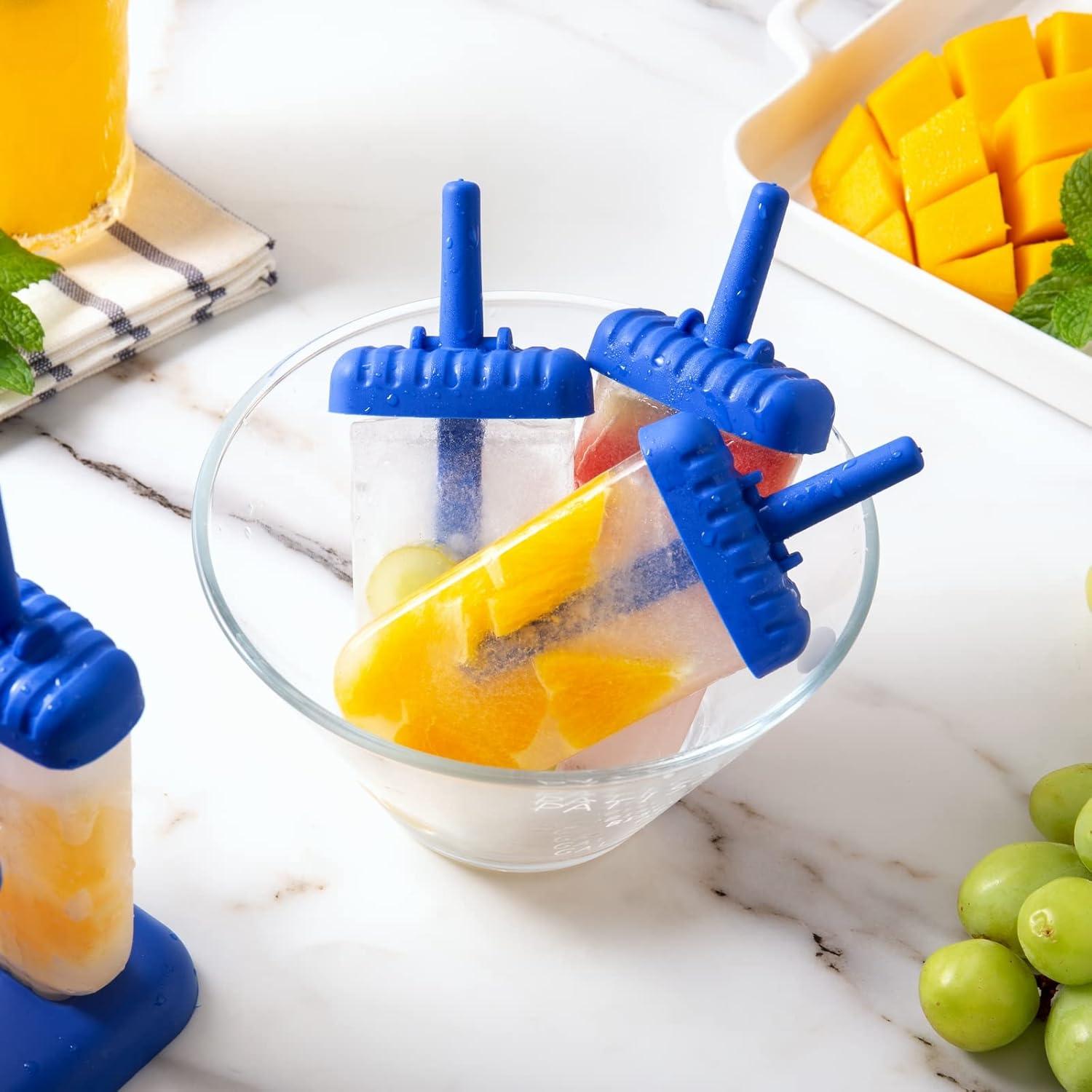 imageCOOK WITH COLOR Popsicle Mold  6 Section Reusable Ice Pop Molds for Frozen Yogurt Ices Ice Creams and Homemade Popsicles for Toddlers Kids and Adults Blue Classic