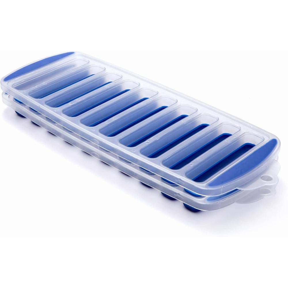 imageCOOK WITH COLOR 2 Pack Ice Cube Tray for Water Bottles  Easy Release Durable and Flexible Silicone Ice Stick Tray for Bottles Sports Drinks and Soda  20 Stick Capacity Blue
