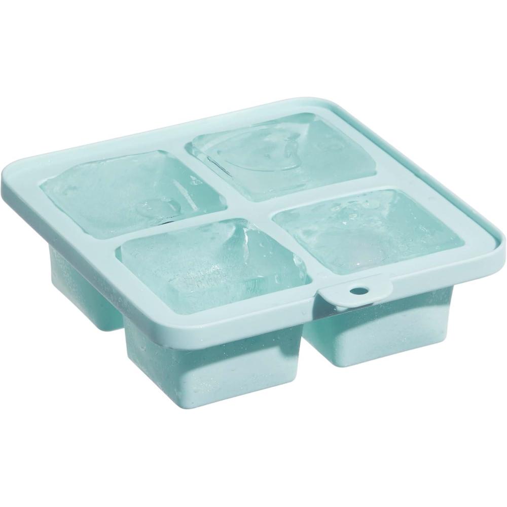 imageCOOK WITH COLOR Silicone Ice Cube Trays  Large Ice Cube Maker Mold  Big Ice Cubes with Lid for Whiskey Cocktails ampamp Bourbon for Baby Food and Leftovers Teal