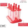 COOK WITH COLOR Popsicle Mold – 6 Section Reusable Ice Pop Molds for Frozen Yogurt, Ices, Ice Creams and Homemade Popsicles for Toddlers, Kids and Adults (Red Cylinder)
