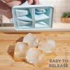 COOK WITH COLOR Silicone Ice Cube Trays – Large Ice Cube Maker Mold – Big Ice Cubes with Lid for Whiskey, Cocktails & Bourbon, for Baby Food and Leftovers (Teal)