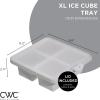 COOK WITH COLOR Silicone Ice Cube Trays – Large Ice Cube Maker Mold – Big Ice Cubes with Lid for Whiskey, Cocktails & Bourbon, for Baby Food and Leftovers (Grey)