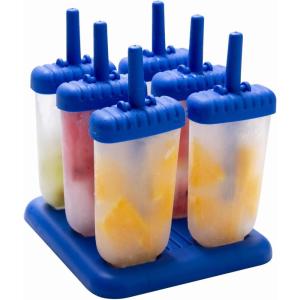 COOK WITH COLOR Popsicle Mold – 6 Section Reusable Ice Pop Molds for Frozen Yogurt, Ices, Ice Creams and Homemade Popsicles for Toddlers, Kids and Adults (Blue Classic)