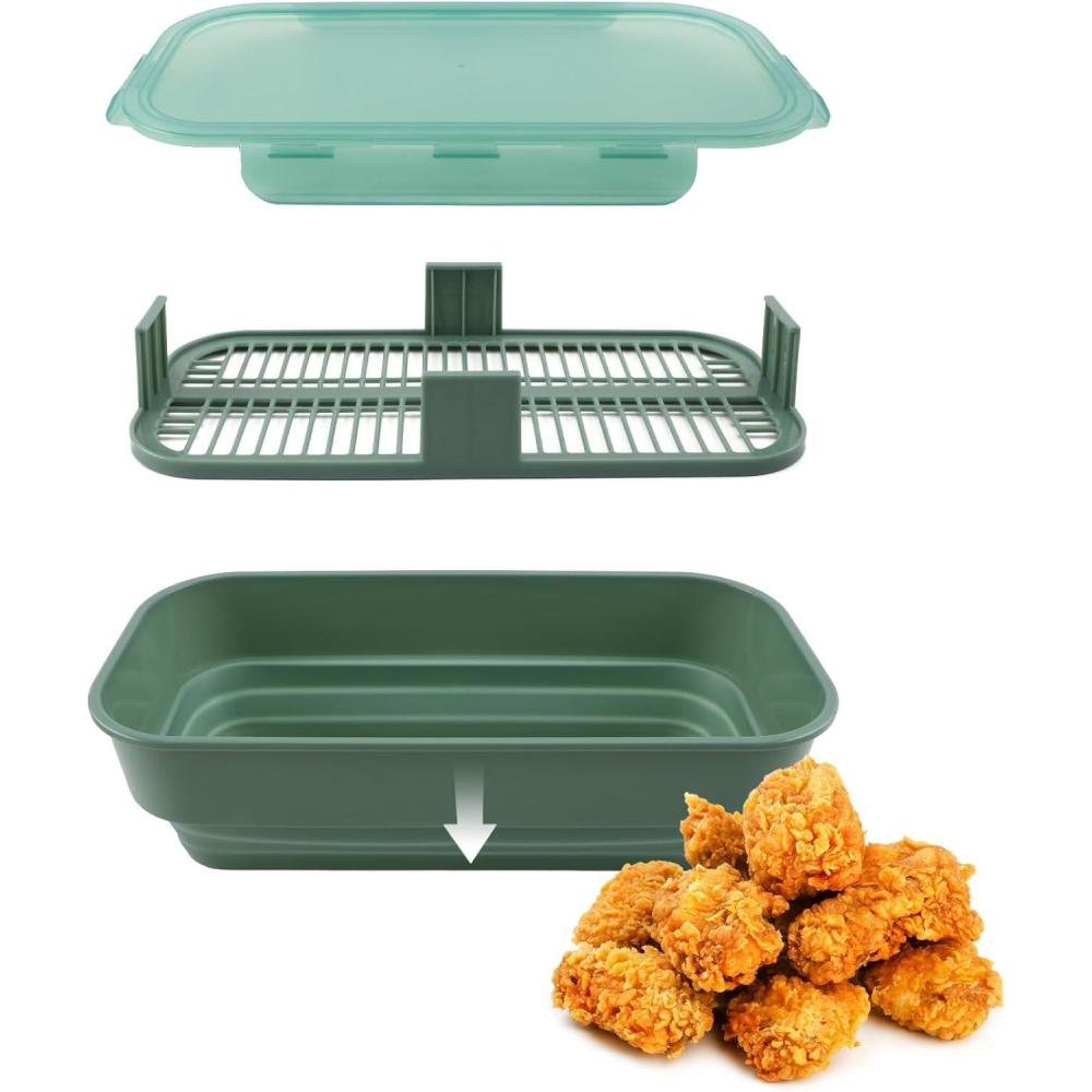 imageCOOK WITH COLOR Collapsible Batter Bowl  Mess Free Breading Shaker Container  Great for Fried Fish Fried Chicken Onion Rings Wings ampamp More SageSage