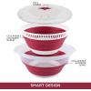 COOK WITH COLOR Collapsible Salad Spinner – 4 QT Space Saving Lettuce Dryer with Folding Collapsible Colander Great for Washing and Drying Fruit and Vegetables (Blue)(Rose)