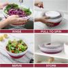 COOK WITH COLOR Collapsible Salad Spinner – 4 QT Space Saving Lettuce Dryer with Folding Collapsible Colander Great for Washing and Drying Fruit and Vegetables (Blue)(Rose)