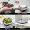 COOK WITH COLOR Collapsible Salad Spinner – 4 QT Space Saving Lettuce Dryer with Folding Collapsible Colander Great for Washing and Drying Fruit and Vegetables (Blue)(Black)