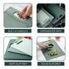 COOK WITH COLOR Non-Slip Cutting Board Set – Kitchen Essentials with Easy Grip Handle for Meat, Veggies, and Fruits, 4 Cutting Boards, White(Mint)