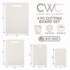 COOK WITH COLOR Non-Slip Cutting Board Set – Kitchen Essentials with Easy Grip Handle for Meat, Veggies, and Fruits, 4 Cutting Boards, White(White)