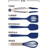 COOK WITH COLOR Silicone Cooking Utensils, Kitchen Utensil Set, Easy to Clean Silicone Kitchen Utensils, Cooking Utensils for Nonstick Cookware, Kitchen Gadgets Set, Mini, Aqua(Navy)