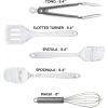 COOK WITH COLOR Silicone Cooking Utensils, Kitchen Utensil Set, Easy to Clean Silicone Kitchen Utensils, Cooking Utensils for Nonstick Cookware, Kitchen Gadgets Set, Mini, Aqua(Marble White)